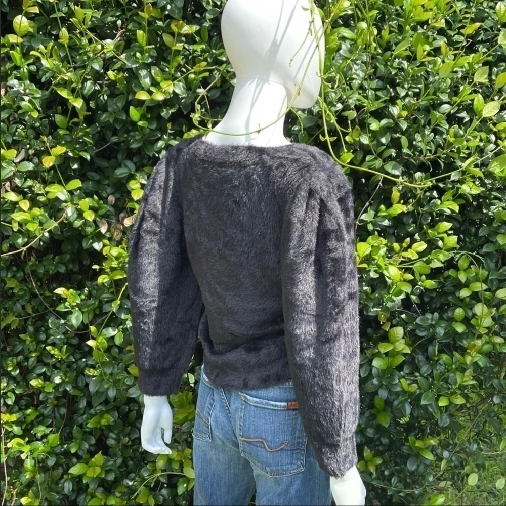 NWT Free People Moonbeam Black Classic Scoop Neck Plush Sweater